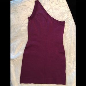 Bebe Purple Rain one shoulder bodycon dress
